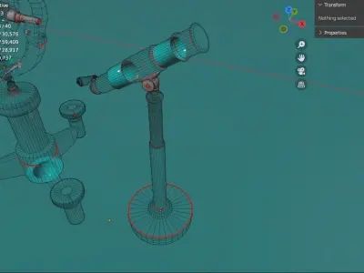 gyroscope and telescope 3d Free low-poly 3D model