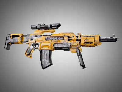 SciFi Rifle AAA FPS PBR Game Ready Weapon Asset Low-poly 3D model