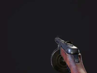 PPSh-41 Fully disassembled game model Low-poly 3D model