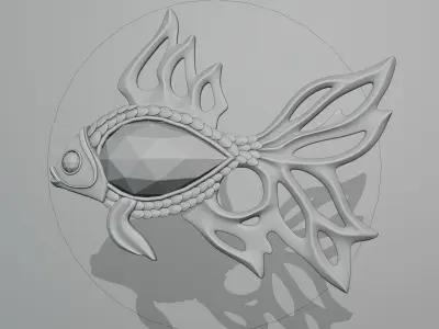 Antique copper brooch with jewels 3D model