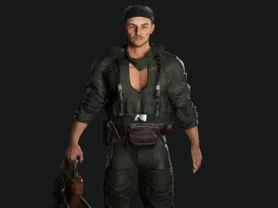 AAA 3D REALISTIC OLD MAN CHARACTER-APOCALYPTIC SURVIVOR CHAINSAW Low-poly 3D model