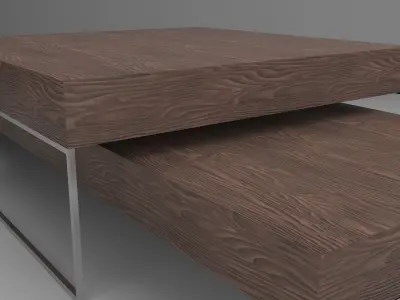 Wooden cafe table with steel legs Furniture table Free low-poly 3D model