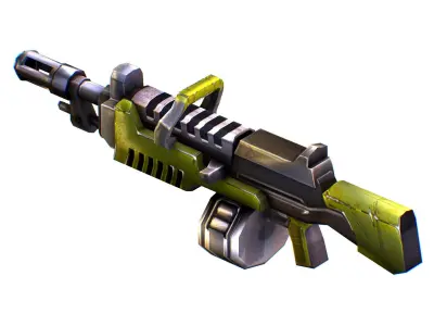 Low Poly Sci-Fi Cartoon Assault Heavy Machine Gun Low-poly 3D model