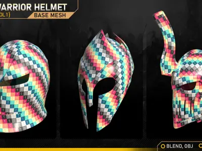 50 Warrior Helmet Base Mesh Vol-1 Low-poly 3D model