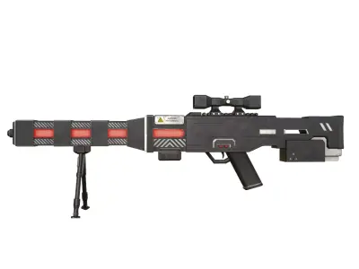 Futuristic Sniper Rifle Low-poly 3D model buy
