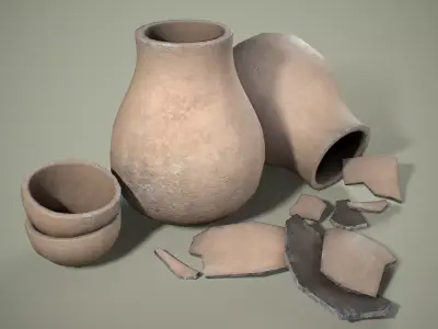 Medieval Clay Pots Low-Poly FREE Free low-poly 3D model