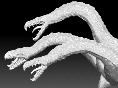 Hydra attacking 3D model