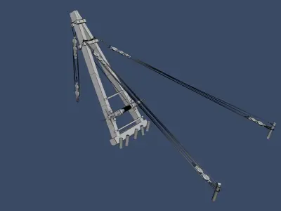 Ancient roman construction crane Pentaspastos - PBR Low-poly 3D model