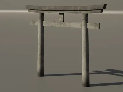 Japanese Stone Torii Gate Low-poly 3D model