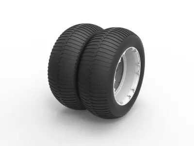Double Wheel from vintage monster truck Scale 1 to 25 3D print model