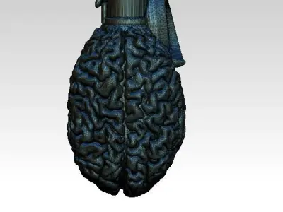 human Brain grenade highpoly modern art 3D print model