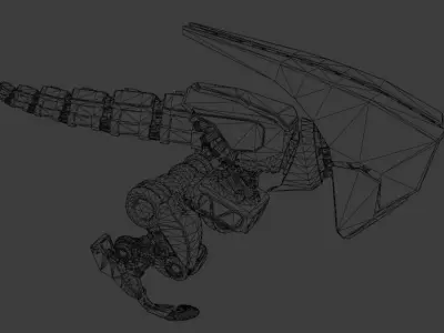 Futuristic Raptoid Dinosaur Rigged Animated Low-poly 3D model