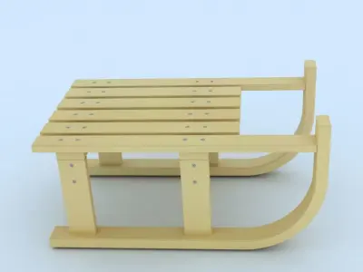 Sled 3d model wooden 3D model