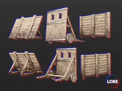 Medieval Collection Defense Wood Walls 3D Model Pack