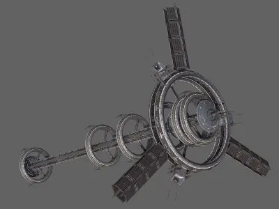 Space Station 4 Low Poly  Low-poly 3D model