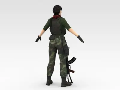 Female Soldier 3D model