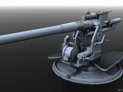 QF 120mm Mk VIII naval gun Low-poly 3D model