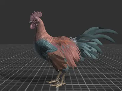 Pack of chickens Low-poly 3D model