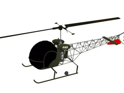 Bell H-13 Sioux Helicopter Low-poly 3D model