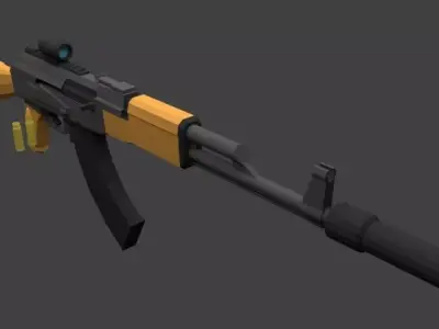 AK 47 low poly Free low-poly 3D model