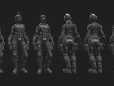 ARMY SUIT - Female Low-poly 3D model