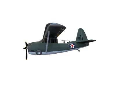 Curtiss Owl - WW2 Plane Low-poly 3D model