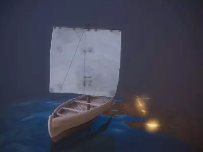 Knarr - Medieval Sailboat Low-poly 3D model Low-poly 3D model
