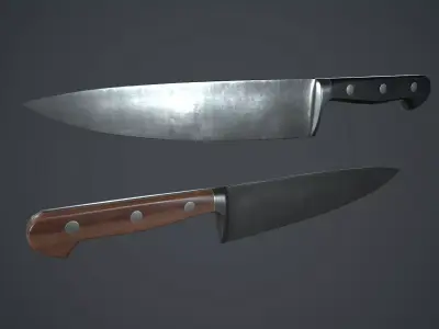 Kitchen Chef Knife PBR Game Ready Low-poly 3D model