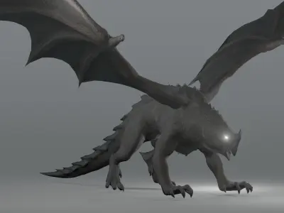 free Grey dragon rigged Free 3D model