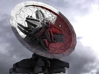 Alien Flower Array Satellite base 2 3D model