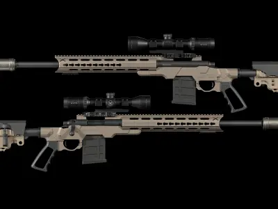Remington M700 Tactical Bolt-action Sniper Rifle Low-poly 3D model
