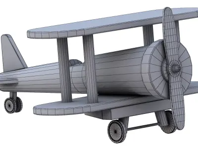 Wood Airplane Low-poly 3D model