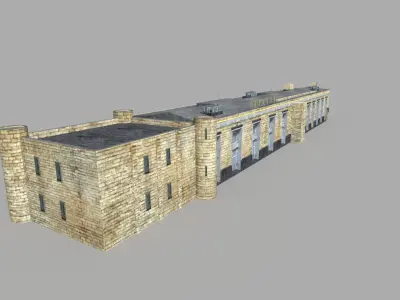 low poly prison building 3 Low-poly 3D model