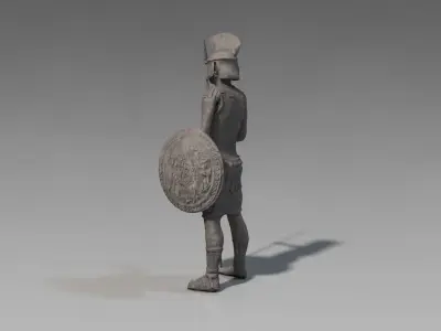 Low poly ancient soldier sculpture Low-poly 3D model