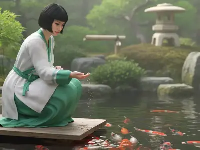 Realistic Asian Woman Kimono Character Traditional Free 3D model