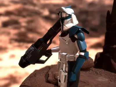 Clone Heavy Trooper Rigged Low-poly 3D model