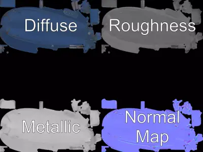 Navy Submarine model pack Low-poly 3D model