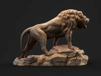 Paper Lion PBR model Low-poly 3D model