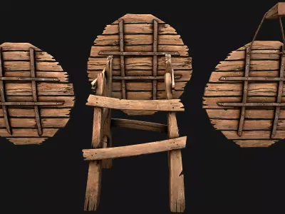 Medieval Wooden Target Barracks Furniture Environment Low-poly 3D model