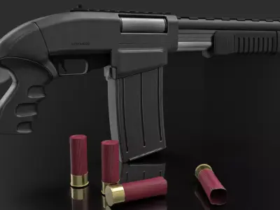 Pump Action Shotgun V01 3D model