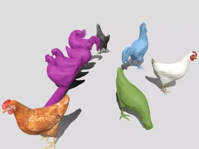 Chickens for 3d printing Low-poly 3D model