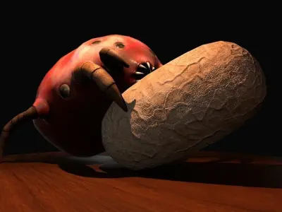 Worker Insect guarding an egg Low-poly 3D model