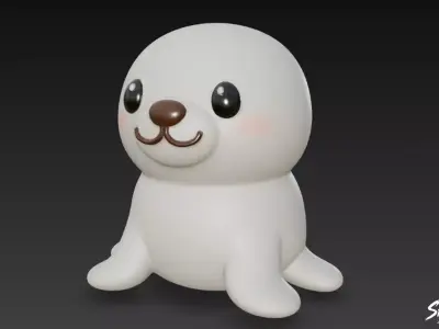 Cartoon Plush Seal Low-poly 3D model