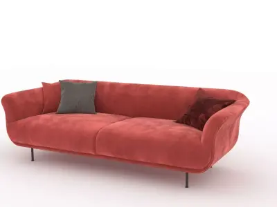 Red bench sofa 3ds model Free 3D model