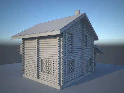 Log house wooden project Revit Max 3D model