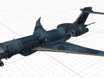 Saab Swordfish MPA -Global 6000 Maritime Patrol Aircraft variant Low-poly 3D model