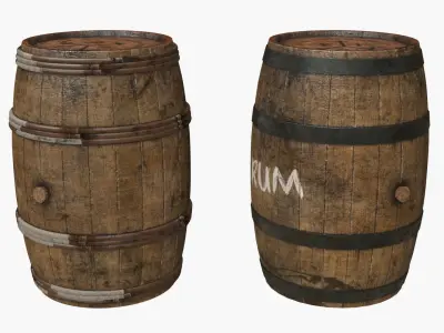 Wooden Barrels Assets 5 Low-poly 3D model
