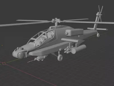helicopter military ah-64 apache 3D print model