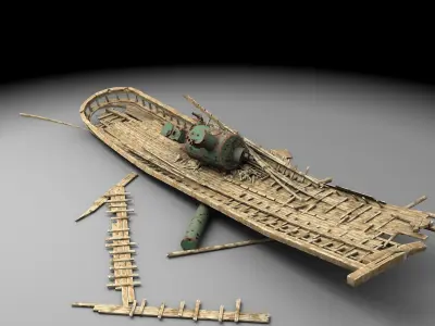 Wooden shipwreck 3 3D model