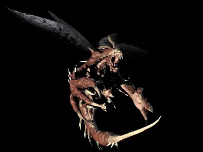 Flying carnivorous beetle Low-poly 3D model
